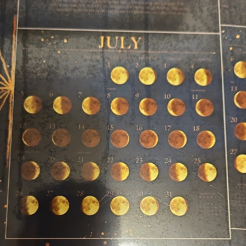 2026 Moon Magic 18-Month Wall Calendar - Gold & Navy